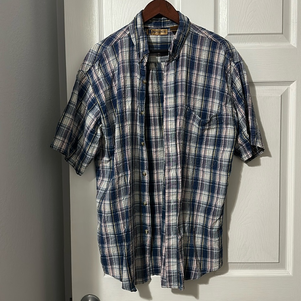 Vintage cotton plaid short sleeve button down
